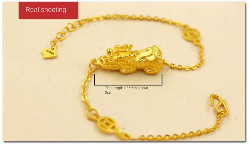 Product Introduction of Brass Gold-Plated 3d Hard Gold Pi Xiu Bracelet Imitation Gold Women's Bracelet Korean Gold-Plated Suit Fashion Beading 35