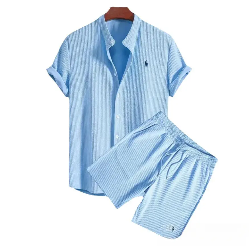 2024 Men's Summer Outfit - Breathable Short Sleeve Shirt & Comfortable Shorts Set |   Lightweight & Cool |   Trendy Casual Wear |   Malaysia Thailand Singapore Market