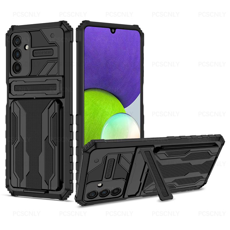 Product Introduction of Card Holder Phone Case For Samsung A35 A55 5G Casing Shockproof Armor Stand Hard Back Cover Multifunctional Galaxy 14