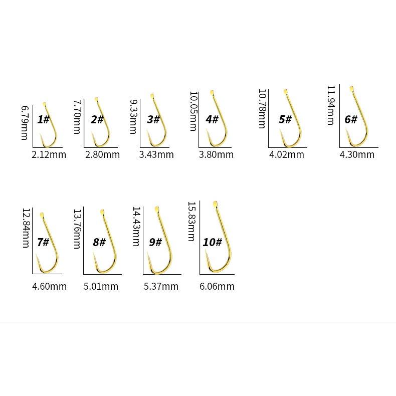 Bộ 50-100 Lưỡi Câu Cá Chuyên Dụng Chất Liệu Thép Carbon Màu Vàng LC13 - Sanami Fishing 1