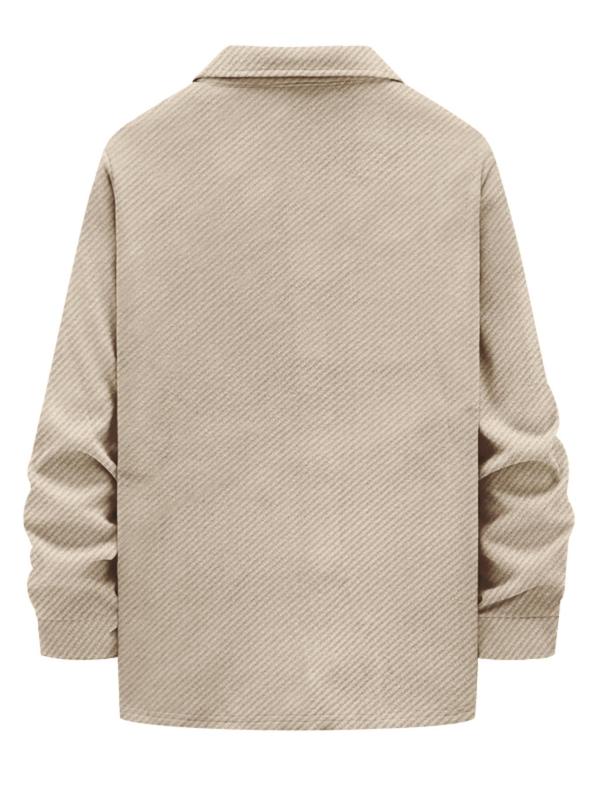 Men's Solid Color Button Pocket Design Shirt, Regular Fit Casual Long Sleeve Collared Top for Spring & Fall, Fashion Men's Clothes for Daily Wear 7
