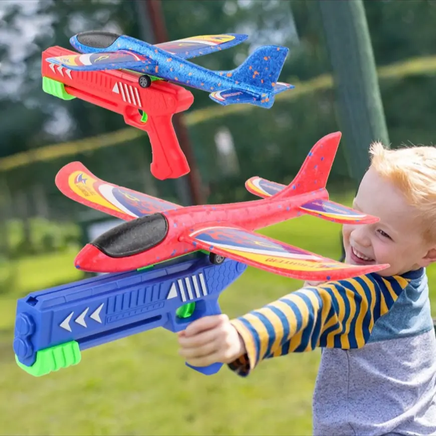 Đồ Chơi Vận Động Trẻ Em Bắn Máy Bay Xốp Có Đèn  Và Diều Ngoài Trời Toy