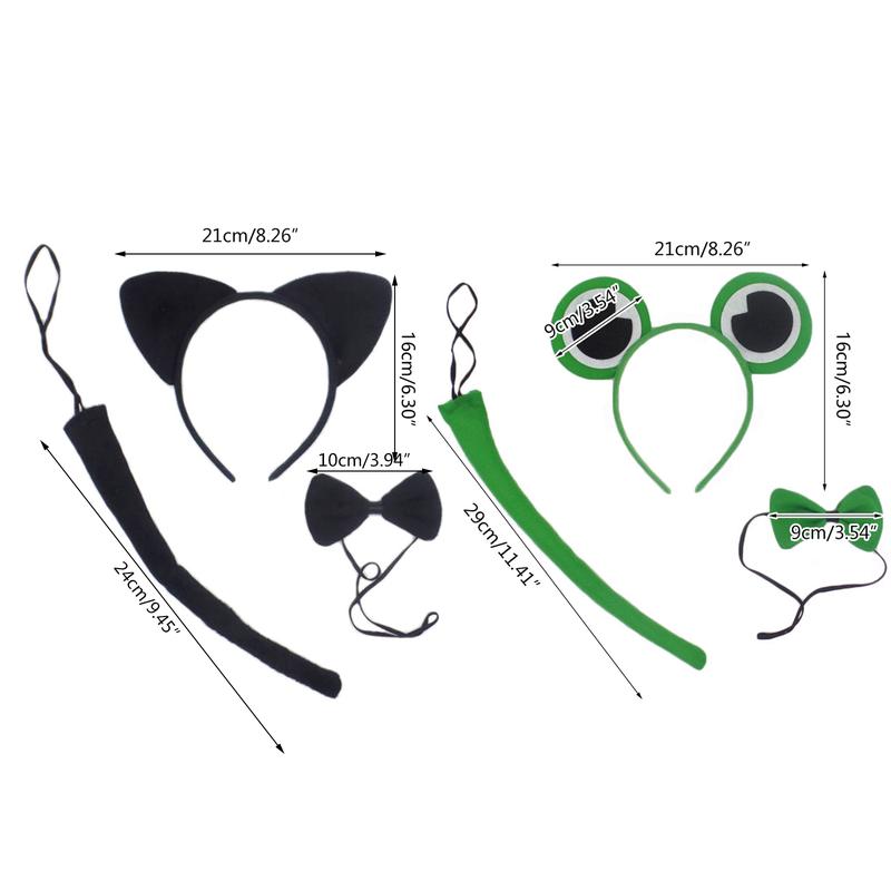 Product Introduction of Bộ Trang Phục Hóa Trang Động Vật Cho Trẻ Em, 3 Món, Băng Đô Nhồi Bông Tai Mèo, Nơ Đuôi Dài, Kiểu Chữ T 0