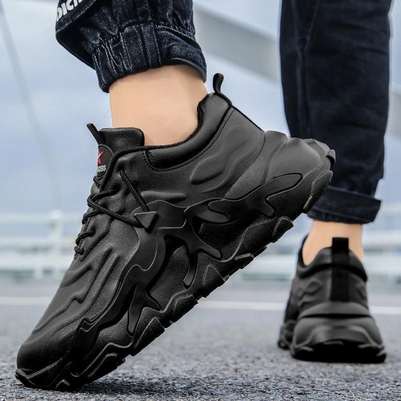 Customization Men Fashion Casual Sports Sneakers Lightweight Leather Thick Sole Blank Running Walking Shoes for Women Closed Trainers_voghion.com