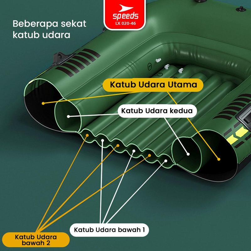 Product Introduction of SPEEDS Perahu Karet Tiup Mancing Kayak + Dayung Inflatable Rafting Sport Boat 2 Orang Arung Jeram 020-46 1