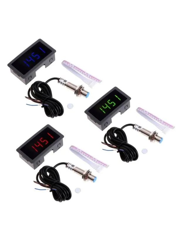 Máy Đo Tốc Độ LED Kỹ Thuật Số, 4 Kênh, Đồng Hồ Đo Tốc Độ RPM, Cảm Biến Công Tắc Tiệm Cận, 12V, 9999RPM, Thích Hợp Cho Máy Tiện, Máy Cắt, CNC, Máy Nén, Độ Chính Xác Cao 2