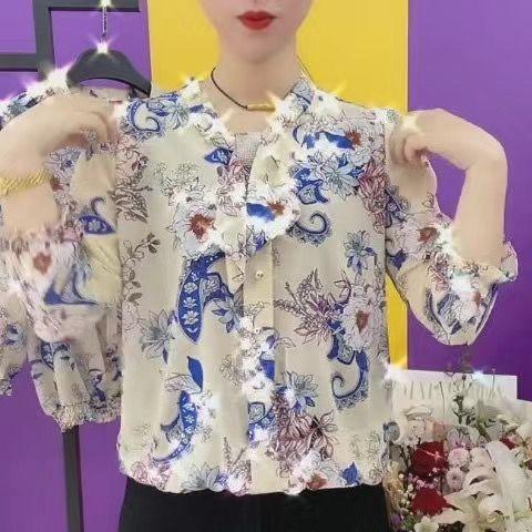 Product Introduction of Áo Cổ Bướm, Bộ Sưu Tập Mới Mùa Hè 2024, Trang Phục Cho Mẹ TRUNG NIÊN, Áo Tay Lỡ Ba Phần Tư, Dành Cho Nữ, Trẻ Trung Và Rộng Rãi, Bó Sát, Áo Cánh Dễ Phối Đồ, Được Đánh Giá Tích Cực [1113] 19