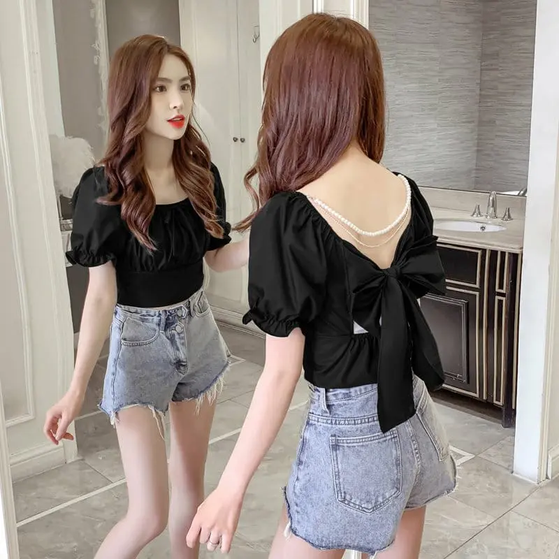 BLOUSE BACK RIBBON / BLOUSE WANITA / BLUS / BAJU ATASAN WANITA / TIKTOK SHOP MURAH / BAJU VIRAL KEKINIAN 3