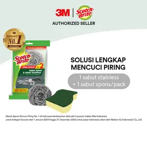 3M Scotch-Brite Sabut Spons Cuci Piring + Sabut Stainless ID-C01