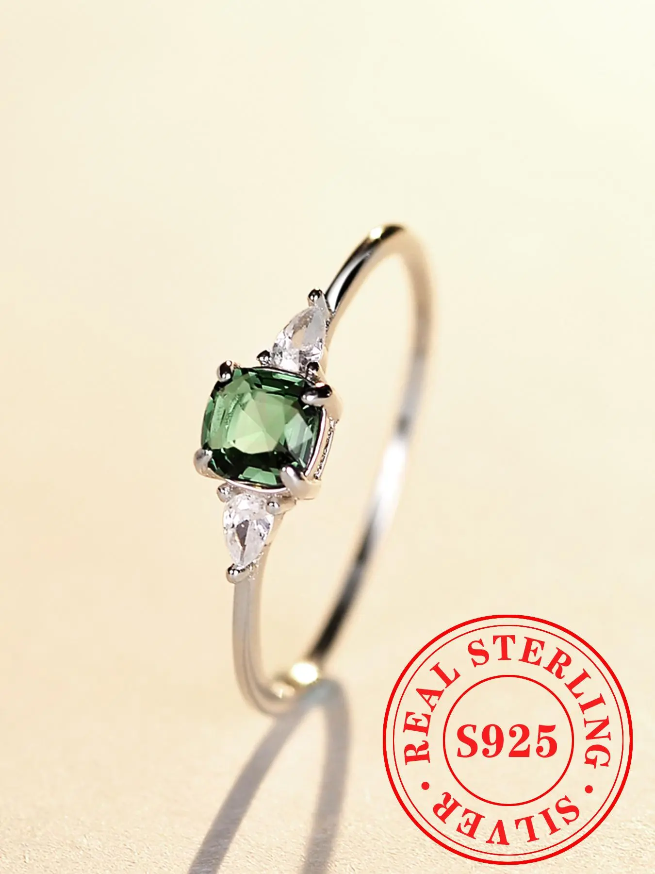 S925 Sterling Silver Fashion Artificial Zircon Decorated Ring, Simple Style Engagement Ring for Women, Trendy All-match & Exquisite Jewelry for Birthday Gift