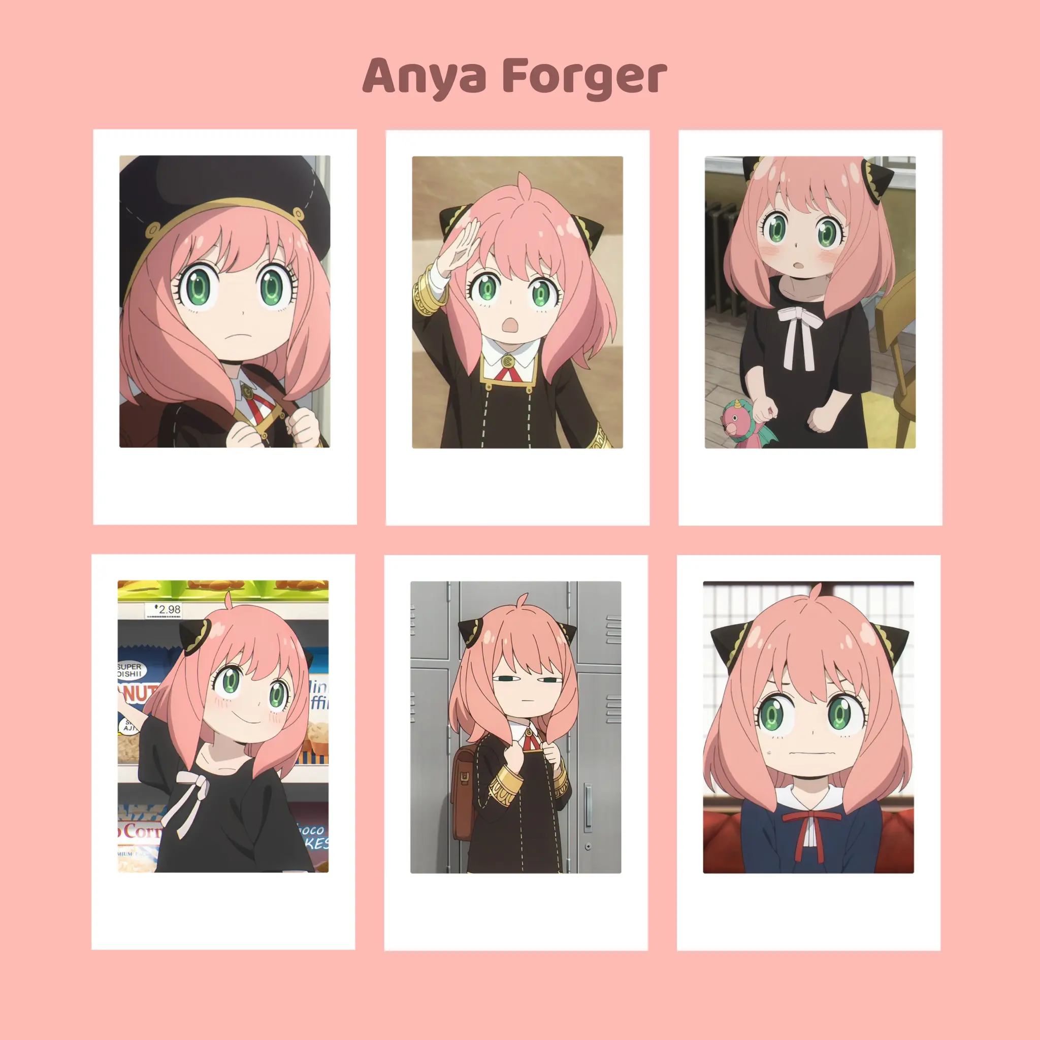 Polaroid Anime Spy x Family Anya Loid Yor forger