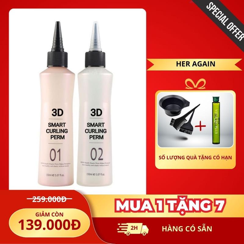 [CẢI TIẾN MỚI MUA 1 TẶNG 7] THUỐC UỐN LẠNH TÓC 3D 150ML NEW- UỐN LẠNH TẠO SÓNG BỒNG BỀNH  VÀ TRỤC UỐN XOĂN, UỐN TẠI NHÀ NỮ, Tặng 1 Combo dụng uốn 6 món và 1 dưỡng protein phục hồi- UL102 Women