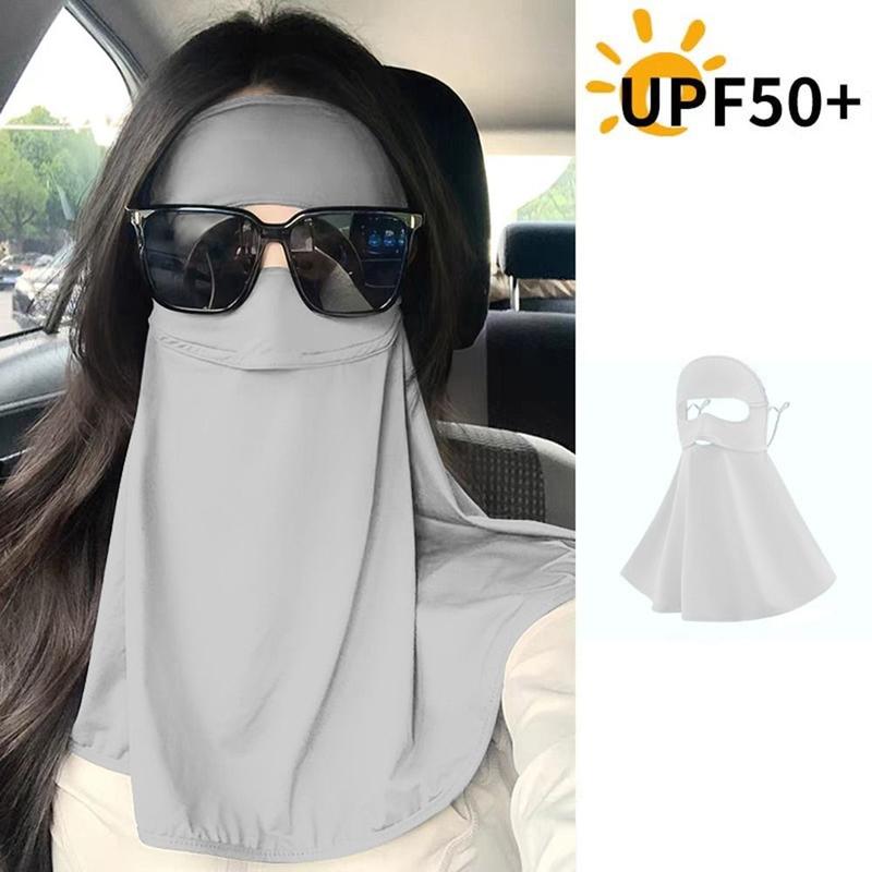 Product Introduction of New Ice Silk Mask Summer Breathable Mask UV Protection UPF50+ Sun Protective Scarf Face Neck Shoulder Anti-UV Sunscreen Shawl for Women 9