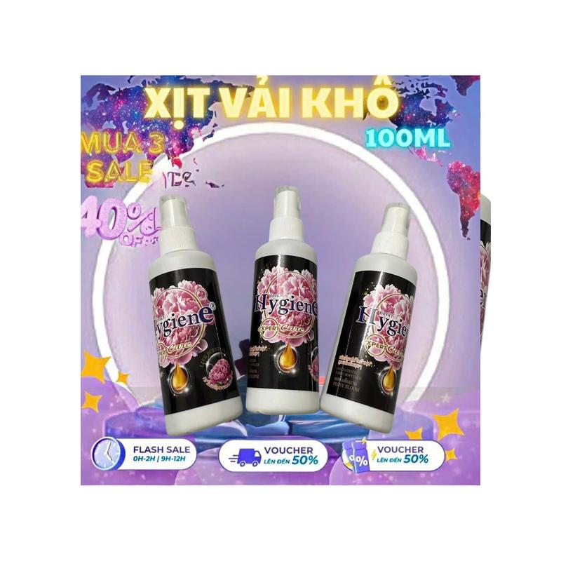 Nước xả vải khô Hygiene dạng xịt, màu đen - Dung tích 100ml Giữ Hương Thơm Lâu Trên Quần Áo tẩy xitv  aikho  quanao 4