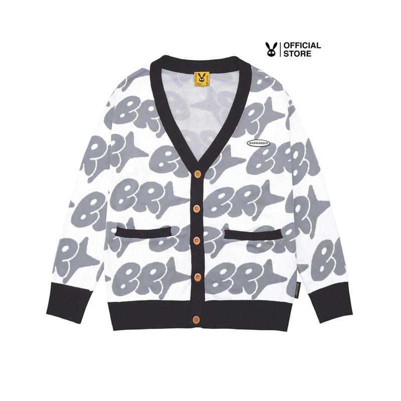 Áo Len Nam Nữ Cotton Bad Rabbit BLACK CARTOON CARDIGAN - LOCAL BRAND CHÍNH HÃNG áo khoác cardigan  atys