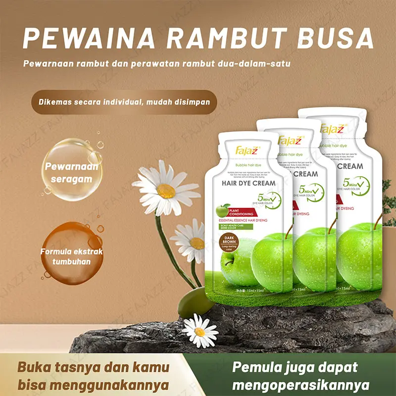 【Fajazz】【5bksx 30ml 】FAJAZZ Pewarna Rambut cuma，total 150ML 【COD】Produk Terlaris - Pewarna Rambut Bubble - Hair Colour Cream - Anda Dapat Mewarnai Rambut di Rumah Dye/Hitam Alami/Warna Coklat Tua/Warna Kopi 1