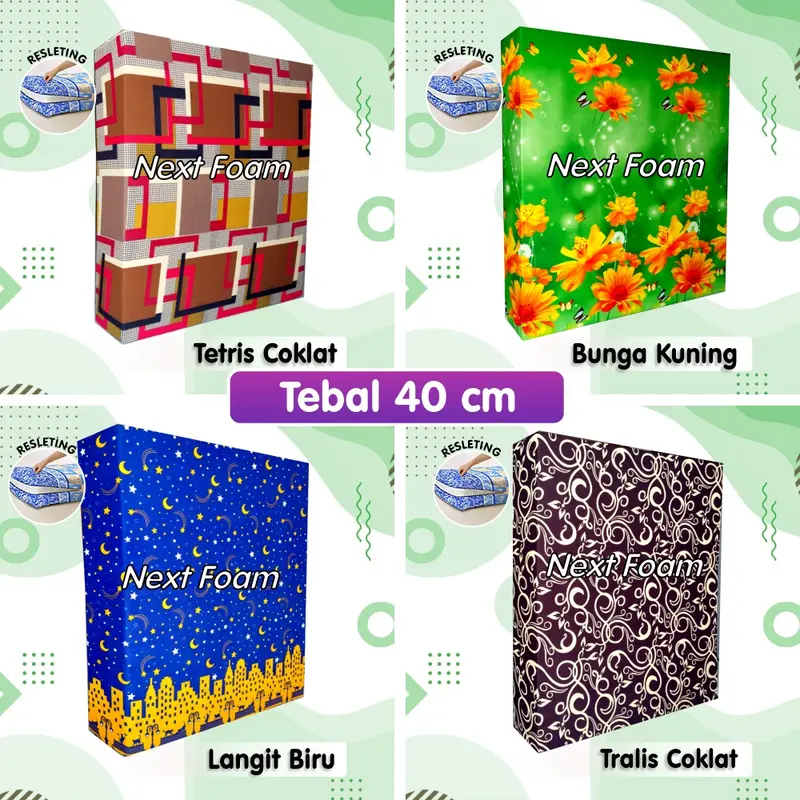 Sarung Kasur Busa Resleting Tebal 40 cm / Cover Kasur Busa Inoac / Sprei Resleting 0