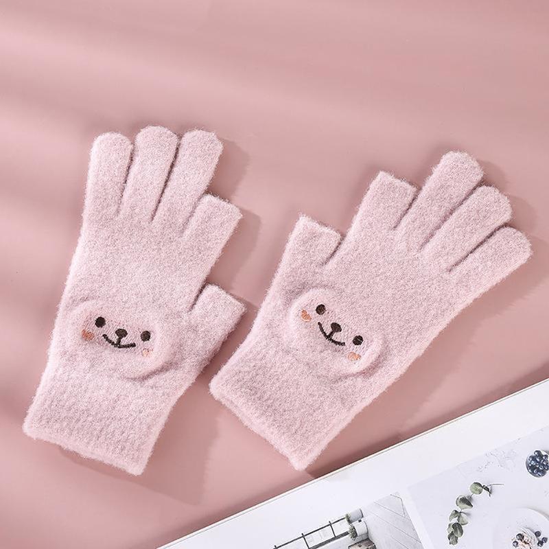 Product Introduction of Găng Tay Dệt Kim, Thời Trang Cổ Điển Dễ Thương, Thích Hợp Cho Phụ Nữ Và Nam Giới, Găng Tay Hở Ngón Hai Ngón Tay Mùa Đông, Găng Tay Hở Ngón Hoạt Hình, Găng Tay Mặt Cười, Để Chơi Và Viết 12