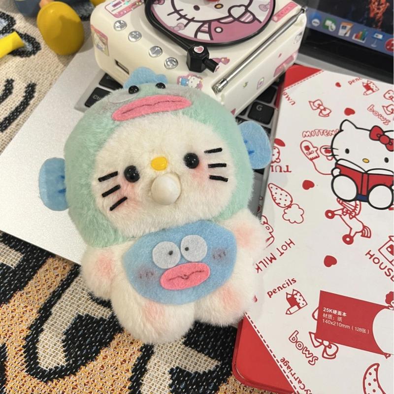 Product Introduction of Kucing badut yang boleh meludah buih KT Cat Squeaks, pakej bahan buatan tangan, rantai kunci, loket siap, anak patung rakaman 18