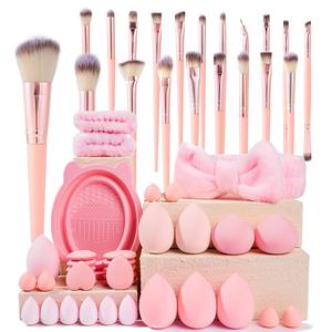 Makeup Tool Set, Makeup Brush & Headband & Wristband & Makeup Egg & Finger Powder Puff & Brush Bowl, Professional  Tools for Women