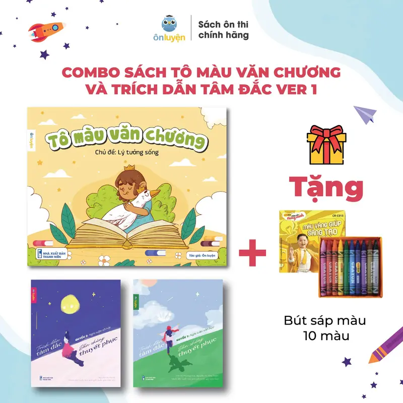 Combo Sách Sách Tô màu Văn chương và Sổ tay Trích dẫn tâm đắc, dẫn chứng thuyết phục - Nhà sách Ôn luyện 3
