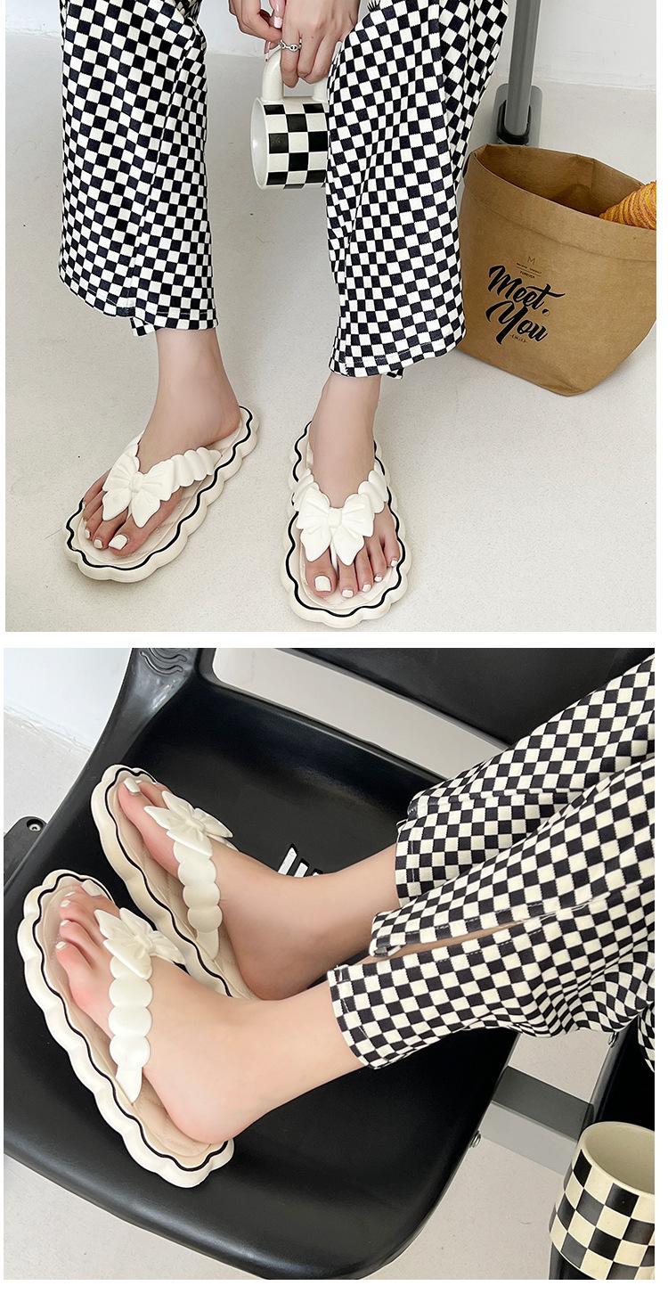 Product Introduction of Summer lace slippers, flip flops, fairy style, sweet and elegant, wearing bow shaped flip flops on the beach, cool slippers Walking Shoes Footwear Women Girl Shoes Comfort Sandal Decor Weight 5