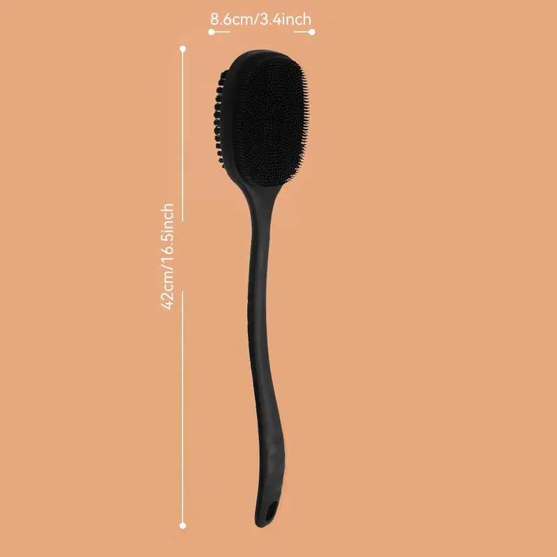 Silicone Double-sided Back Cleaning Brush, Long Handle Double-sided Body Scrubber for Shower Exfoliation & Massage, Everything Shower Products, Household Bathroom Supplies 1
