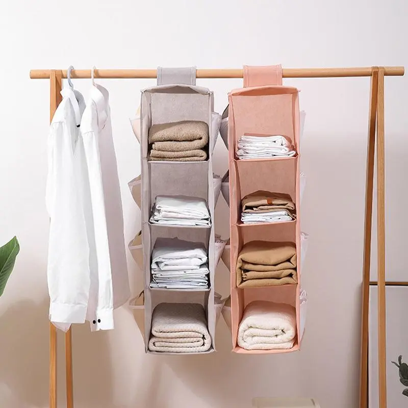 Clothes Hanging Storage Bag, 1 Count Multi-grid Clothes Storage Organizer, Durable & Widely Used Home Organizer for Bedroom, Living Room, Travel