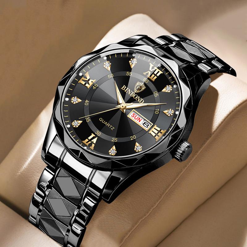 Đồng Hồ Nam BINBOND I3 Chính Hãng Dây Thép Đúc Đặc Không Rỉ Khóa Đôi Có Lịch Ngày Thứ kiểu Dáng Thời Trang Đẹp Sang Trọng Giá Rẻ Tặng Kèm Cây Tháo Chốt Pin 3v Và Hộp