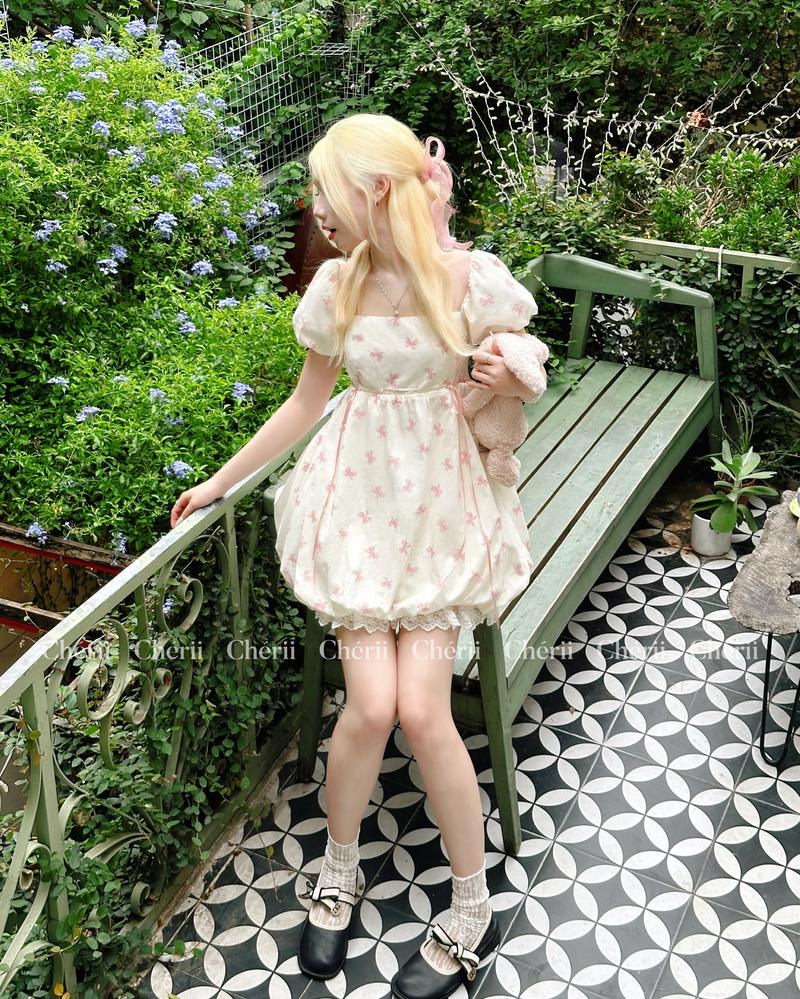 Product Introduction of Đầm Bí Họa Tiết Nơ Hồng - Sana Mochi Dress (Ảnh thật Chérii chụp) 23