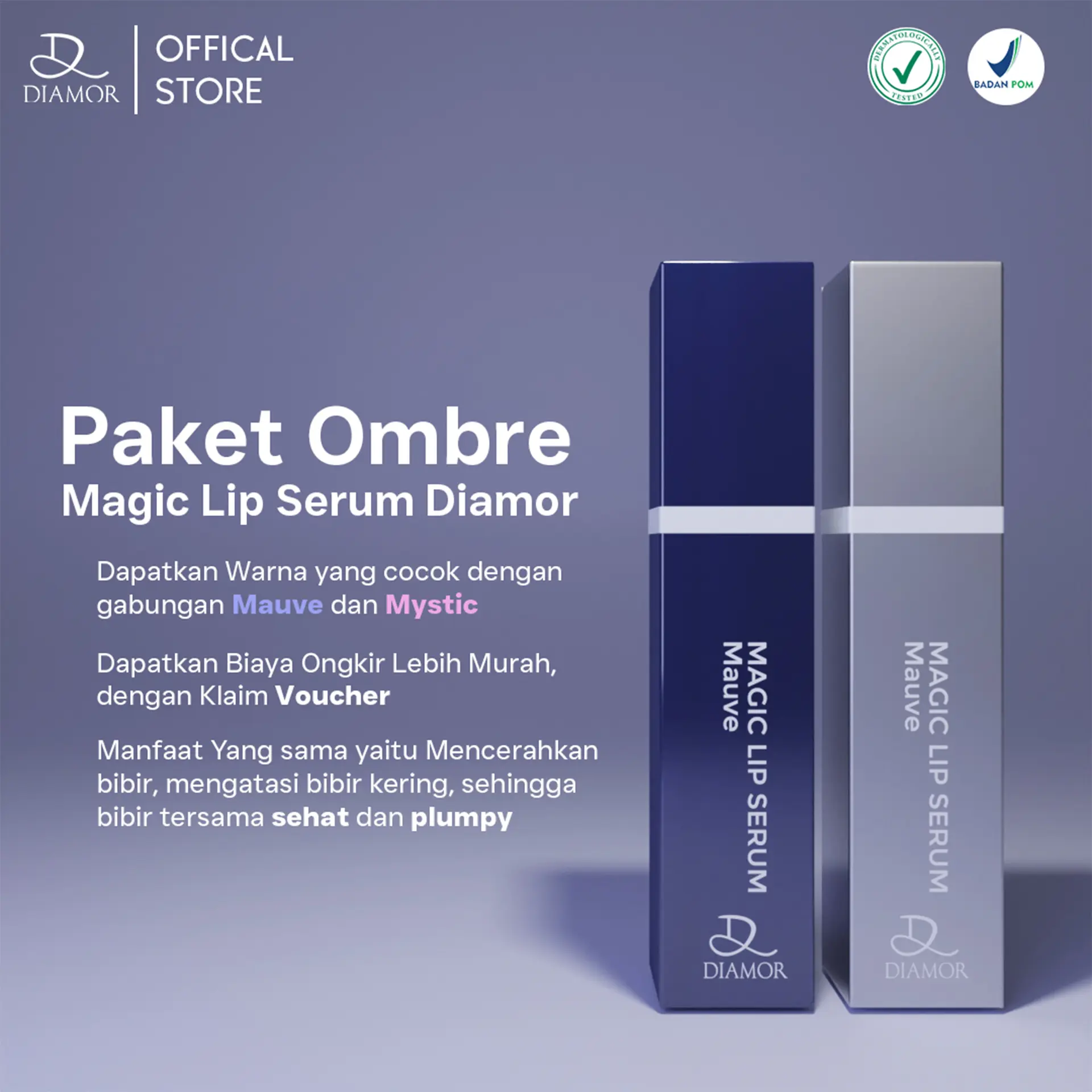 PAKET OMBRE MAGIC LIP SERUM DIAMOR Bibir Vitamin Pemerah
