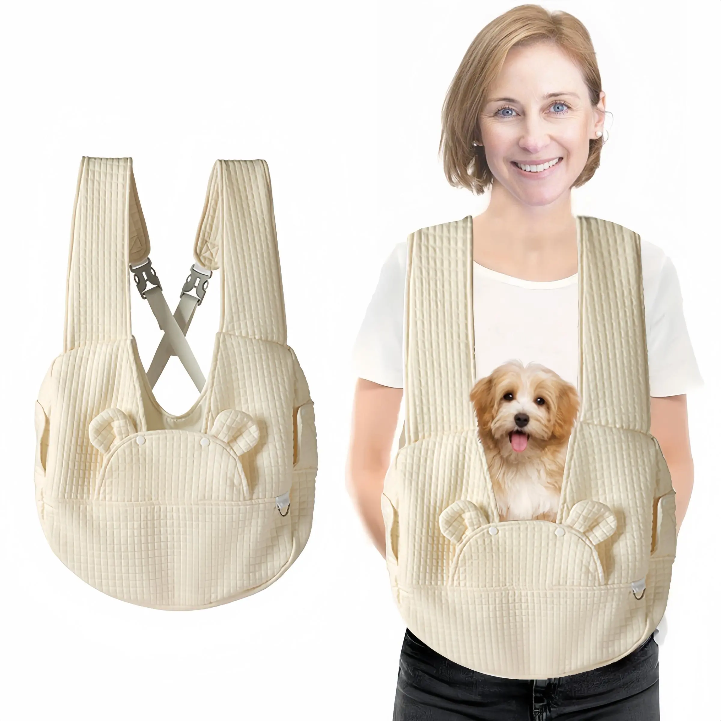 Breathable Pet Carrier Backpack, 1 Count Adjustable Pet Carrier Bag with Buckle Closure, Pet Travel Bag for Small to Medium Dogs & Cats