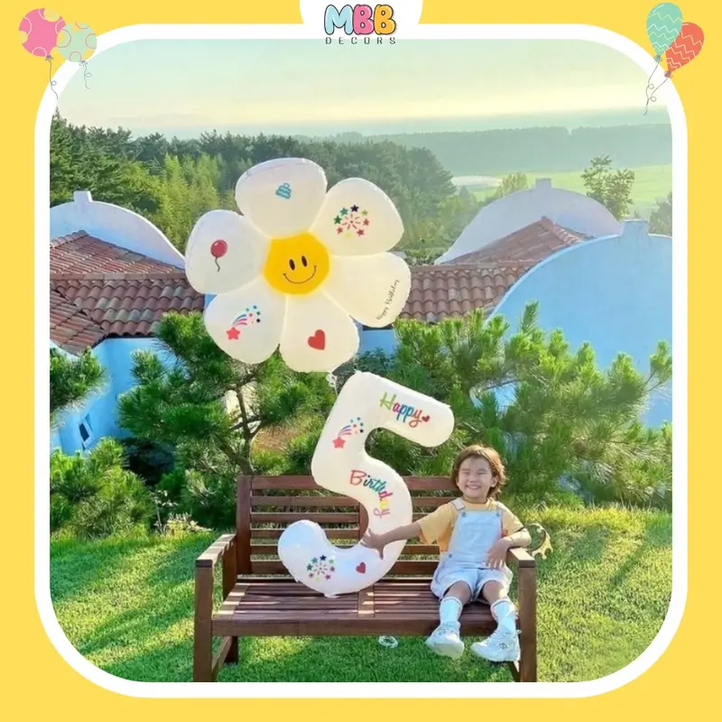 [TẶNG STICKER] Bóng Số Sinh Nhật Màu TRẮNG Cao 70cm KÈM STICKER Trang Trí Sinh Nhật Phong Cách Hàn Quốc 3