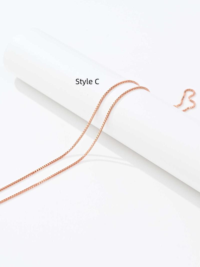 Product Introduction of 925 Sterling Silver Simple Chain Necklace, Minimalist Style Necklace, Fashion Jewelry Accessories for Women & Girls 6