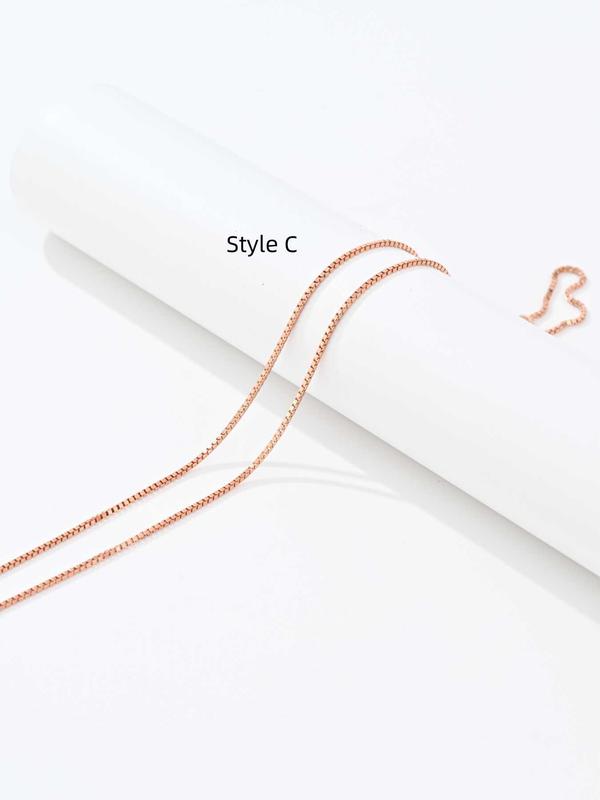 925 Sterling Silver Simple Chain Necklace, Minimalist Style Necklace, Fashion Jewelry Accessories for Women & Girls 6