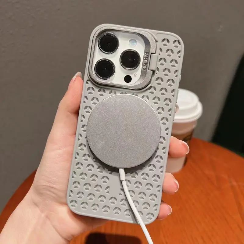 Ốp Điện Thoại Làm Mát Từ Tính, Thiết Kế Sang Trọng, Tương Thích Với iPhone 11, 12, 13, 14, 15 Pro Max Plus, Thoáng Khí, Có Sạc Không Dây, Chống Sốc, Có Giá Đỡ Ống Kính, Phụ Kiện Ốp Lưng 2