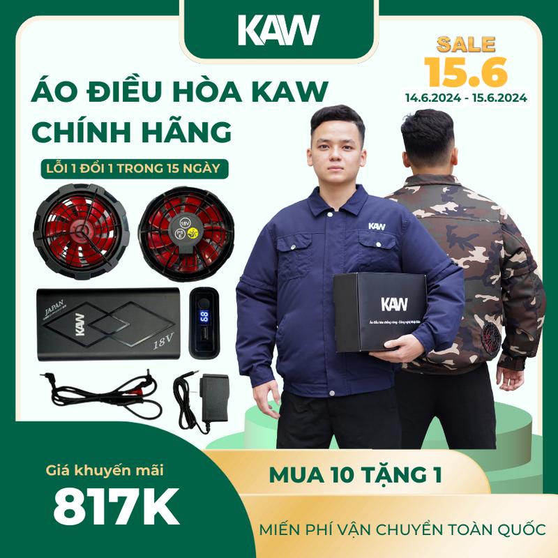Áo điều hòa KAW Chính Hãng Pin 32.0000mah chạy 8-10h quạt mát, chống nắng nóng, an toàn Menswear Jacket Nam