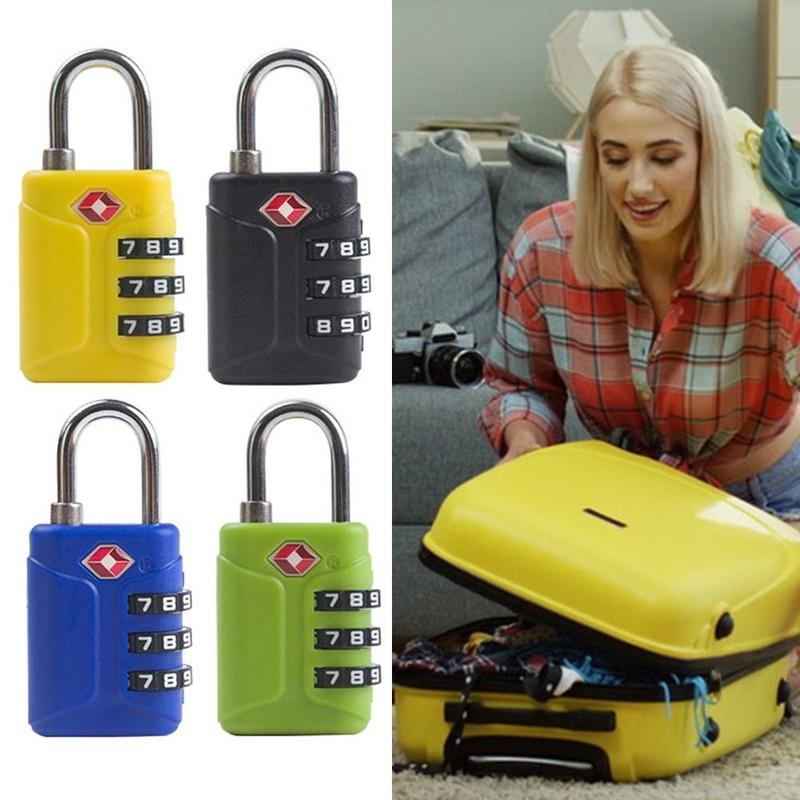 Portable TSA 3 Digit Combination Lock Cabinet Locker Security Tool Customs Password Lock Padlock Anti-theft Lock Travel 0