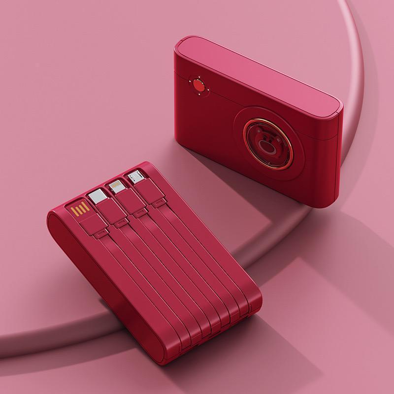 Power Bank Kamera Lucu, Charger Berkualitas Tinggi 30000mAh, Kompatibel dengan Samsung, iPhone, dan Ponsel Android, Antarmuka Type-C, 4 Port USB, Universal untuk Semua Ponsel