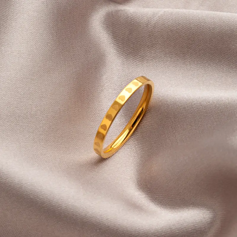 Cincin Penuh Jantung, Bahan Keluli Titanium, Untuk Wanita, Reka Bentuk Niche Ins, Gaya Selebriti Internet, Minimalis dan Serba guna, Gelang Mudah, Cincin Jari Telunjuk, Tidak Luntur
