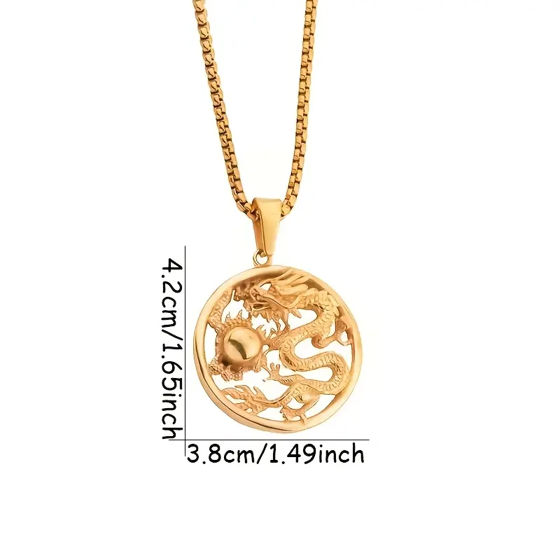 Vintage Zodiac Dragon Pendant Necklace in Punk Style, Lucky Amulet for Festivals and Parties delicate gift 1