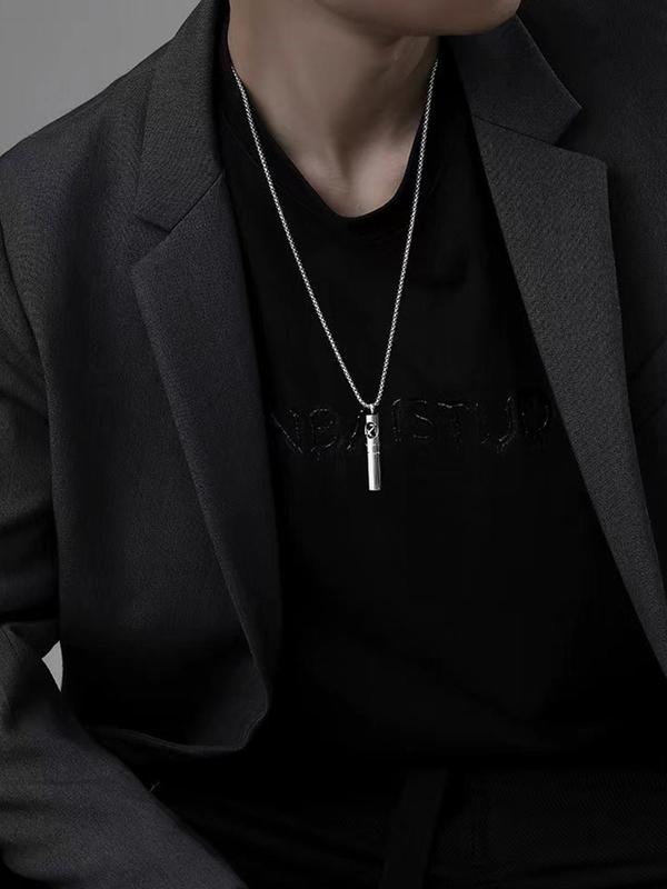 10pcs Men's Personalized Letter Pattern Pendant Necklace, Perfume Bottle Design Stainless Steel Jewelry Accessories for Party, Daily Birthday Gift, Necklaces Men 2