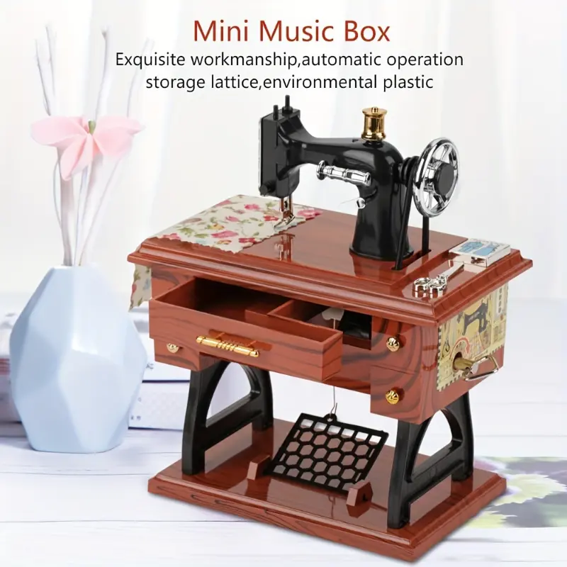 Vintage Sewing Music Box, Clockwork Box Mini Retro for Birthday Present.Mother's Day gifts, meaningful gifts Decor Ornaments 2