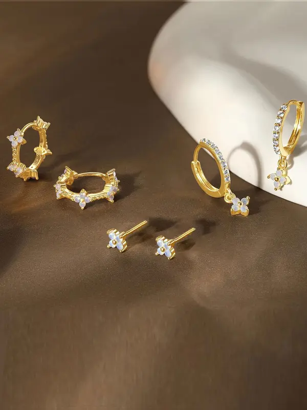 Women's Elegant Rhinestone Decorated Flower Design Earrings, Exquisite Trendy Ear Jewelry, Fashionable Jewelry for Women for Daily & Party Decoration 4