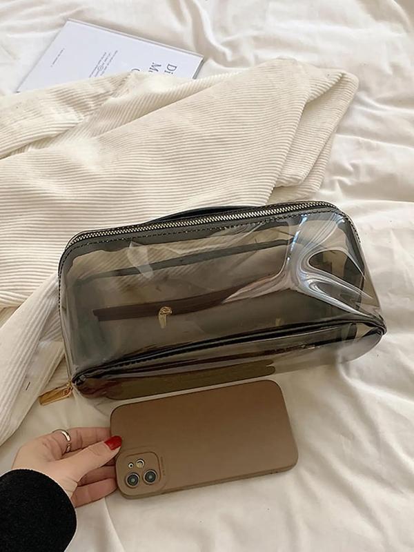 Transparent Makeup Bag, Portable Large Capacity Cosmetic Storage Bag, Waterproof Toiletry Bag for Travel School, Casual Trendy Versatile High-quality Daily Commuting Bag 5