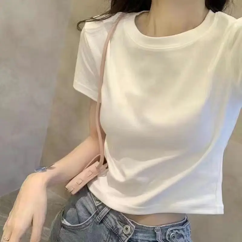 Áo Thun ngắn Tay Màu Trắng, Dành Cho Nữ, Phong Cách Hàn Quốc, Dáng Ôm, In Hình Hoạt Hình, Áo, Xu Hướng Ins, Hàng Mới Về Mùa Hè 2025