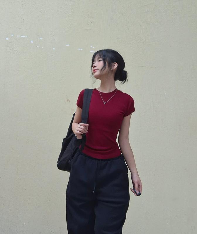 Áo Thắt Eo Mini Tee Trơn Ôm Body Siêu Hack Dáng - Linmer.Clo Top Nữ Thun Giấy 2 Lớp Co Dãn 4 Chiều Ôm Fit Dáng 3
