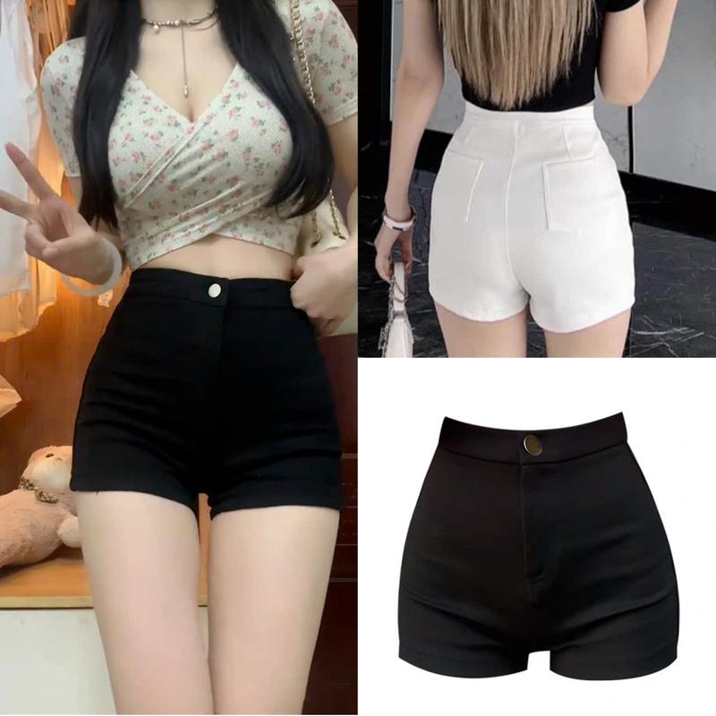 Quần short nữ cạp cao chất Umi co giãn có túi khuy cài khóa giữa dáng Quần Đùi nữ mặc nhà lưng cao Đi biển thể thao chạy bộ thoải mái Sport Quần Ngố quan om body quan ngan nu quan  biker quân  shortnữ