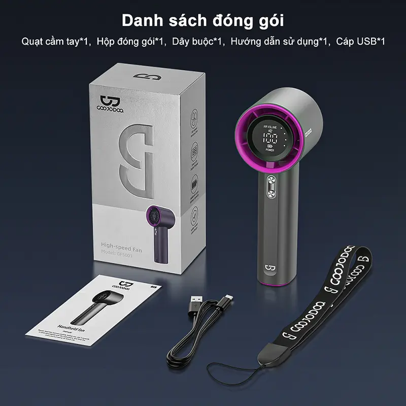 【GOOJODOQ x KOC】Quạt cầm tay tốc độ cao tặng ốp, 100 mức gió,  màn hình kỹ thuật số,  Sử Dụng 2-7h, Usb Mobile PHÙ HỢP LÀM QUÀ TẾT, QUÀ CHO NGƯỜI YÊU Phụ Kiện | BigBuy360 - bigbuy360.vn