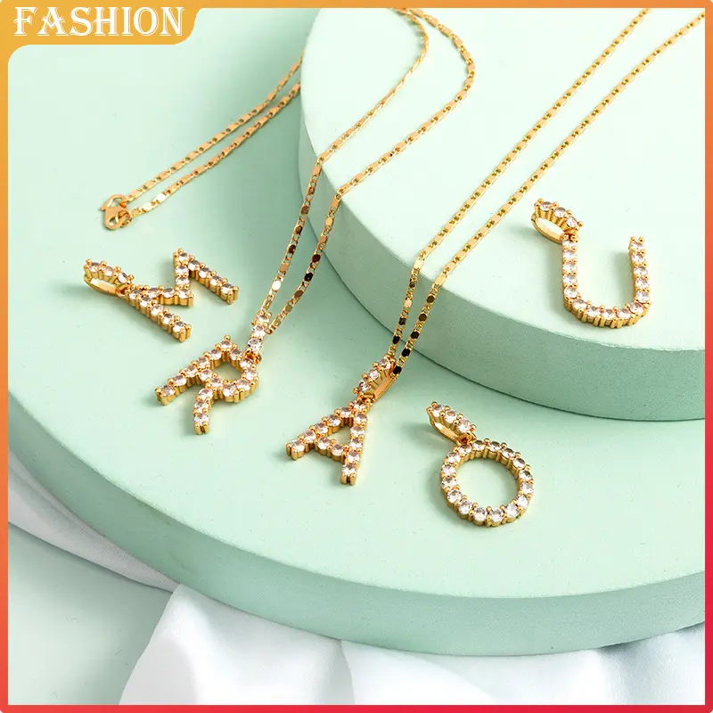 S-394 COD Kalung Huruf Trend Fashion Populer Aksesoris Wanita Premium gold perhiasan Titanium 2